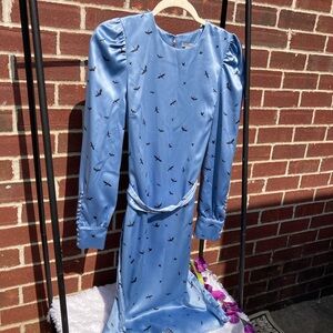 H&M Sky Blue Dress with Bird Motif Size 8 (CC-)